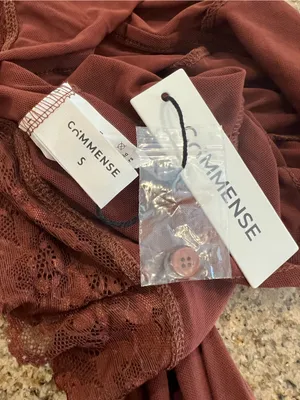 Commense Long Sleeve Sheer Lace Mesh Bodysuit Brown NWT Sold Out Size Small thumbnail 5