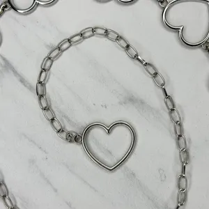Open Heart Silver Tone Chain Belt One Size (OS) ✨ thumbnail 12