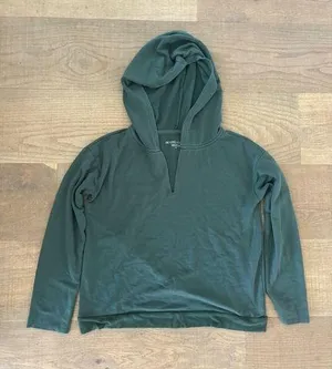 beyond yoga green back crossover hooded hoodie pullover sweatshirt thumbnail 1