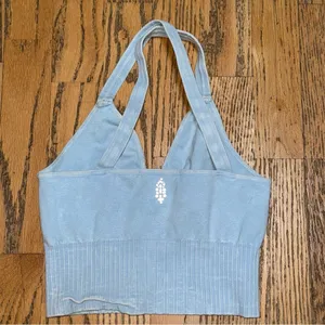 FP MOVEMENT BY FREE PEOPLE Good Karma Crop‎ Tank Top Crop Light Blue Sz XS/S thumbnail 4