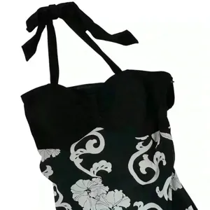 White House Black Market Women's Halter Neck Floral Dress Size 8 Black‎ thumbnail 12