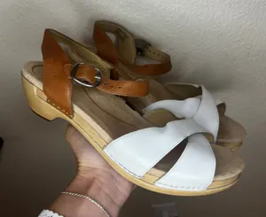 Dansko two tone white brown leather sandals WOMENS 40 thumbnail 1