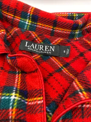Lauren Ralph Lauren Womens Red Plaid Black Label Flannel Pajama top shirt Small thumbnail 5