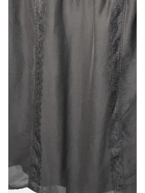 As You Wish Size L Black Sheer Chiffon Lace Tie Front Babydoll Dress Romantic Goth thumbnail 6