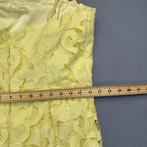 Bardot Yellow Guipure Lace Sheath Midi Dress 12 XL Square Neck Spaghetti Straps thumbnail 11