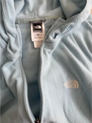 North Face Hoodie Zip Up Fleece Jacket Light Blue thumbnail 4