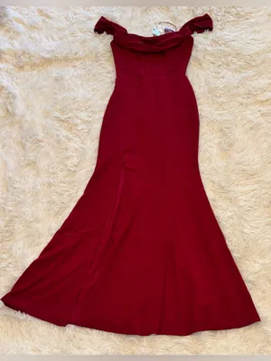 NEW Dress The Population Melania Off the Shoulder Gown garnet red Sz S thumbnail 3