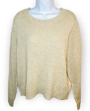 H&M Divided Long Sleeve Casual Knit Slouchy Sweater Oatmeal Cream L thumbnail 1