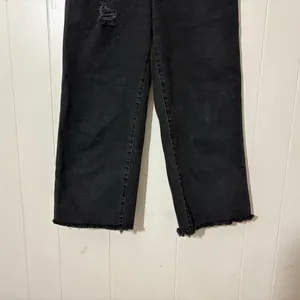 Levi’s Mile High Wide Leg Crop Jeans Black Button Fly Raw Hem High Rise Size 26 thumbnail 4