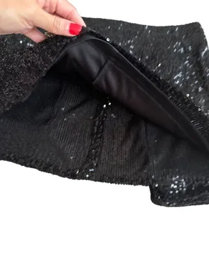 STEVE MADDEN Black Sequin Cargo Pocket Skirt Size Large thumbnail 2