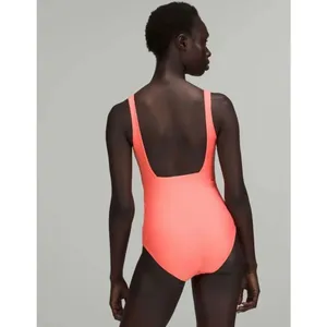 Lululemon waterside square neck swimsuit coral size 6 thumbnail 2