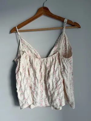 Cider Babydoll Floral Lace-Trim White & Pink Camisole Top XL thumbnail 3