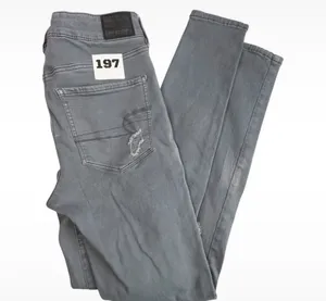 American Eagle Grey Distressed Skinny Jeans Super Stretch X Size 6 Regular thumbnail 5