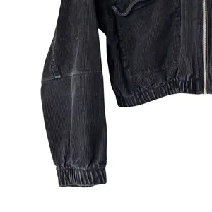 BDG Urban Outfitters S Cropped Corduroy Jacket Women's Black Hooded 90s Y2K thumbnail 8