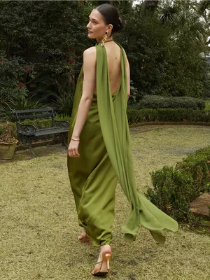 NWT Few Moda Alessia Dress size Large L Clover Green maxi halter o.p.t thumbnail 2