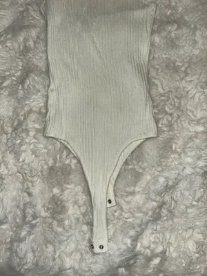Altar’d State Ribbed Knit Lite Cream Bodysuit thumbnail 7