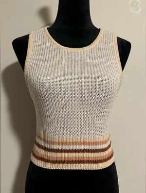 EUC Altar’d State Cream and Brown Cozy Knit Tank size large thumbnail 1