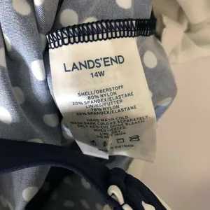 Lands End Tankini Molded Cups Polka Dot Adjustable Straps Navy Blue White 14W thumbnail 3