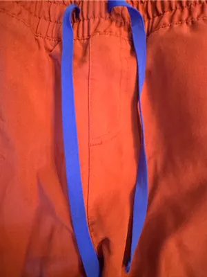 RARE Limited Edition FIGS Zamora Jogger Scrub Pants Auburn Orange / Blue Cord thumbnail 4