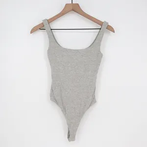 Naked Wardrobe Womens Gray Scoop Neck Thong Bodysuit Size M Made in USA thumbnail 2