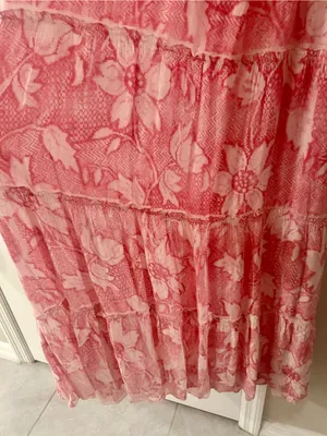 Chaudry Smocked Strapless Floral Maxi Dress in Pink thumbnail 4
