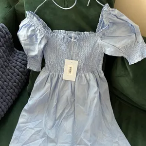 NWT Hill House Home The Athena Nap Dress in light blue glitter check thumbnail 4