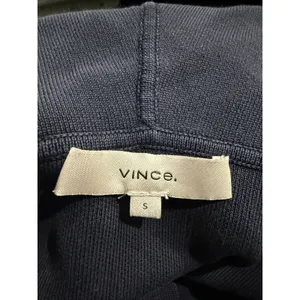 Vince Navy Blue Cotton Blend Ribbed Full Zip‎ Knit Hoodie Sweatshirt Small thumbnail 4