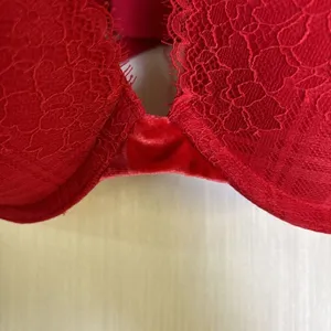 Victoria's Secret Bra Sz 32DD Red T-shirt Push Up Lace Velvet Convertible Strap thumbnail 4