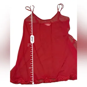 Victoria's Secret‎ Red Mesh Side Cut Out Sequin Hem Lingerie Chemise Sz L thumbnail 8