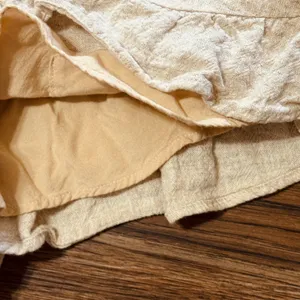Abercrombie & Fitch Pull On Linen Blend Ruffle Drawstring Shorts Cream Beige M thumbnail 5