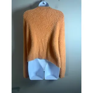 Lush Apricot Orange Eyelash Knit Fuzzy V-Neck Button Cardigan Size L thumbnail 5