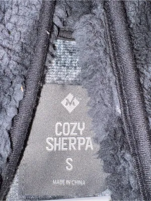Member's Mark Charcoal Gray Black Leopard Cozy Sherpa Snap Front Jacket Small thumbnail 3
