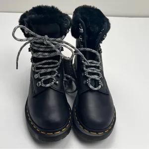Dr. Martens 1460 Serena Collar Combat Boot Black Leather Faux Fur Trim‎ SZ 5 NEW thumbnail 7
