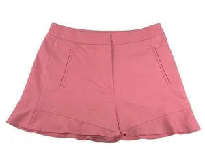 Zara Basic Pink Pocket High Rise Stretch Chic Ruffle Hem Flare Short Size M thumbnail 1