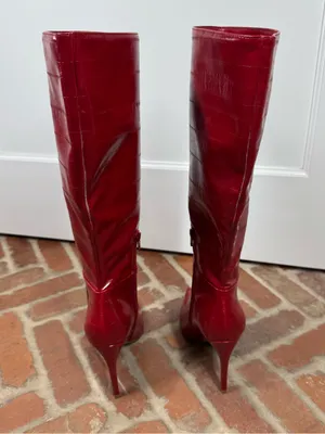Steve Madden Nitro Red Eel Knee High Boots Size 7.5 Party Night Out Fun Sexy thumbnail 4