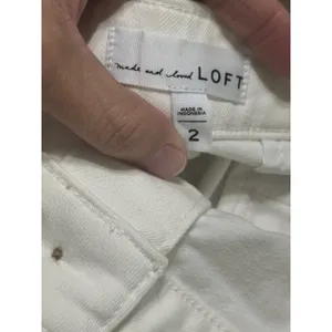 LOFT White Button Front Denim Mini Skirt Size 2 Cotton Stretch A-Line Casual thumbnail 7