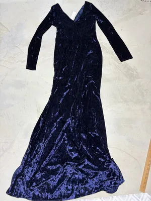 Maniju Baltic born NWT crushed Velvet Long-Sleeve V-Neck Dress Medium thumbnail 10