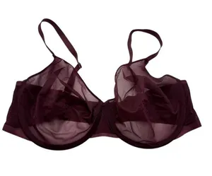 Soma Sheer Shape Full Coverage Bra Burgundy Maroon Sexy Underwire Size 38G thumbnail 1