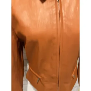 Vintage Wilsons Leather Jacket Women Orange Zip Up Size Medium thumbnail 7