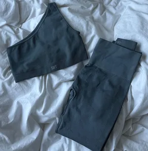 set active grey ribbed workout set thumbnail 1