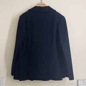 Vintage Navy Wool Pea Coat Red Lining Brass Stag Buttons Double Breasted thumbnail 2