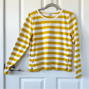 J. Crew Classic Striped Fisherman Long Sleeve Tee with Gold Buttons thumbnail 1