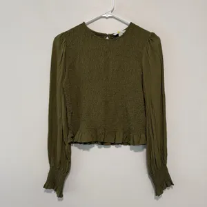 Boden‎ Smocked Bodice Green Long Sleeve Blouse Size 8 thumbnail 2