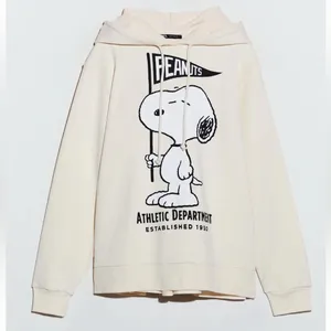 ZARA Peanuts Snoopy Cream Hoodie Sz M thumbnail 2