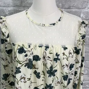 English Factory Floral Blouse - Cream and Green thumbnail 2