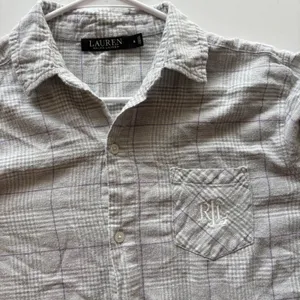 Lauren Ralph Lauren Sleep Shirt Womens Medium Grey Purple‎ Plaid Button Front thumbnail 6