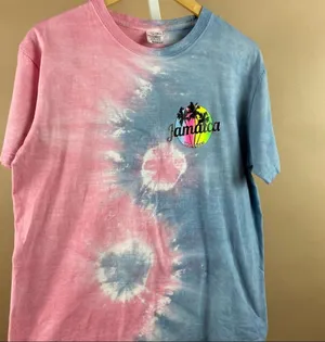 90’s Tropix Large Jamaica Yin Yang Pastel Tie Dye Tee Surf Beach Cali thumbnail 2