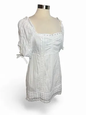 SHOW ME YOUR MUMU‎ Hartley Mini Dress Verona Lace White Off-the-Shoulder, Medium thumbnail 7
