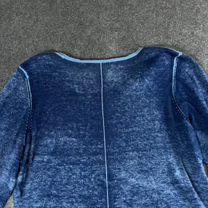 Habitat Clothes To Live In Blue Burnout Cotton V-Neck Top 3/4 Sleeve L Boho thumbnail 13