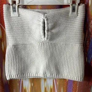 Zara Cream Ribbed Knit Tube Top thumbnail 1